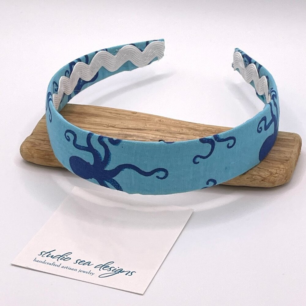 Blue Octopus Fabric Headband-Ocean Themed Headband-New